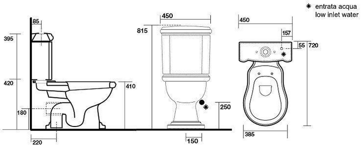 Бачок "Моноблок", БЕЗ механизма смыва арт.7509 xx, (подвод воды справа снизу), для унитаза  Kerasan Retro 108101