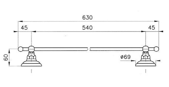Полотенцедержатель 600мм, (цв. бронза),  ZZ Nicolazzi Classica 1486 BZ