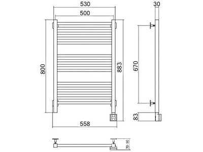 Полотенцесушитель "" 500*800 мм, электрический, пульт управления слева, в комплекте 4 телескоп.кроншт. ZZ Сунержа Модус 00-0520-8050