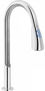 Смеситель для кухни, с выдвижным душем, 2 типа струи, электронный, сенсорный, LED-панель управления, (цв.хром),  ZZ Nobili Moon MO00113CR