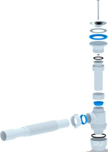 Сифон на умывальник "Ани", слив решетка, с гофрой ( выход d-40) Ани Пласт Комплектующие BM1015