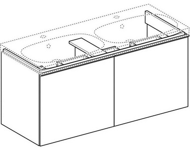 Тумба подвесная 119хh53.5х47.6см, д/рак 120см, 2 нажимн.выдвижн.ящика, (фасад лавовое стекло, корпус лавовый мат-лакиров.),крепл.в компл,ZZ Geberit Acanto 500.613.JK.2