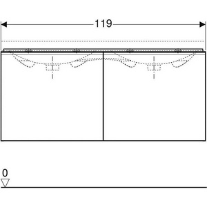 Тумба подвесная 119хh53.5х47.6см, д/рак 120см, 2 нажимн.выдвижн.ящика, (фасад лавовое стекло, корпус лавовый мат-лакиров.),крепл.в компл,ZZ Geberit Acanto 500.613.JK.2
