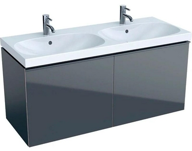 Тумба подвесная 119хh53.5х47.6см, д/рак 120см, 2 нажимн.выдвижн.ящика, (фасад лавовое стекло, корпус лавовый мат-лакиров.),крепл.в компл,ZZ Geberit Acanto 500.613.JK.2