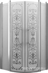Душевое ограждение, 1/4 круга, R550, 1000х1000хh1950мм, 2 расп.двери с 2 неподв.сегм., (профиль цв. хром, стекло 6мм матовое.с прозр.рис), Malme ZZ