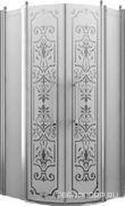 Душевое ограждение, 1/4 круга, R550, 1000х1000хh1950мм, 2 расп.двери с 2 неподв.сегм., (профиль цв. хром, стекло 6мм матовое.с прозр.рис),  ZZ Romance Collection Malme ML.R1.100.FGTP CR КЛАССИКА