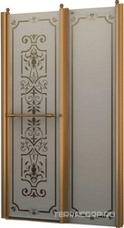 Дверь в нишу 1000хh1950мм, распашная во внутрь и наружу, с неподв.сегм., вход 521мм, правая/левая, (профиль цв. бронза, стекло 6мм мат.с прозр.рис ZZ