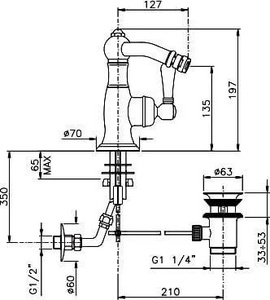 Смеситель для биде на 1 отв. с д/к (цв.хром, ручки El Capitan), ZZ Nicolazzi Cinquanta 3453 CR 75C