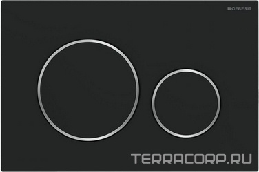 Клавиша двойного смыва, (панель и клавиши цв.черный матовый лак, кольца глянцевый хром), Sigma20 ZZ