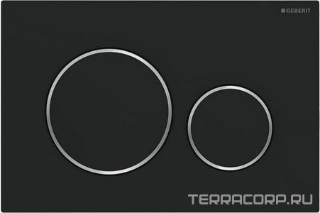 Клавиша двойного смыва, (панель и клавиши цв.черный матовый лак, кольца глянцевый хром), Sigma20 ZZ Geberit Sigma 20 115.882.14.1