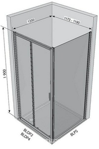Душевые двери -120, раздвижные двухэлементные,  профиль сатин, стекло Grape  ZZ Ravak BLDP2 0PVG0U00ZG