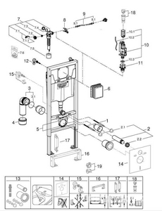Инсталляция  для подвесного унитаза, без кнопки смыва, уголки в комплекте ZZ Grohe Rapid SL 38536001
