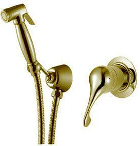 Комплект гигиенический, встраиваемый смеситель, гигиен.лейка, шланг, кронштейн, (цв. золото),  ZZ 3M Piccadilly 2177 DD