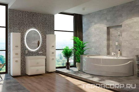 Акриловая ванна 1MarKa  L 160х110 см, аэромассаж (035079; Ar, сфLuxe, рск), каркас, сифон в комплекте, ZZ 1Marka Catania 035079 АМ