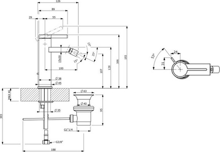 Смеситель для биде, c д/к pop-up, (цв.хром),  ZZ Villeroy & Boch Dawn TVB10620115061