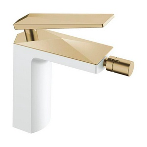 Смеситель для биде, однорычажный, без донного клапана, цв. белый/золото ZZ Boheme Venturo 386-W