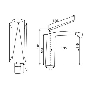 Смеситель для биде, однорычажный, без донного клапана, цв. белый/золото ZZ Boheme Venturo 386-W