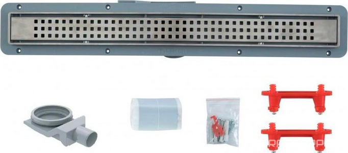 Дренаж.канал 850мм, готовый компл, сифон d50 вых.вбок 48л/мин,затвор(сухой/гидро),мин h монтаж 52мм, 2х стор.вставка цв.мат.хром c перф/под плитку, ZZ Pestan Betto Net Line 13702519