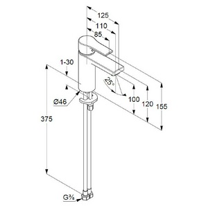 Смеситель для раковины, БЕЗ донного клапана, цв.хром Kludi Zenta SL 482920565