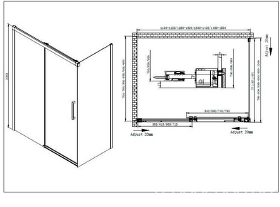 Душевой уголок 1300(1280-1320)х1000(980-1000)хh2000мм, прямоугольн, правый/левый, вход 525мм,(ст.прозр.Idrorepellente 8мм,фурнит.цв.хром),  ZZ Cezares Lux Soft LUX-SOFT-W-AH-1-130/100-C-Cr-IV
