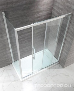 Душевой уголок 1300(1280-1320)х1000(980-1000)хh2000мм, прямоугольн, правый/левый, вход 525мм,(ст.прозр.Idrorepellente 8мм,фурнит.цв.хром),  ZZ Cezares Lux Soft LUX-SOFT-W-AH-1-130/100-C-Cr-IV