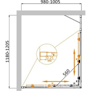 Душевой уголок 1200х1000хh1950мм, прямоугольный, правый/левый, (стекло рифленое Punto 6мм, фурн. цв.хром),  ZZ Cezares Molveno MOLVENO-AH-21-100+20-P-Cr