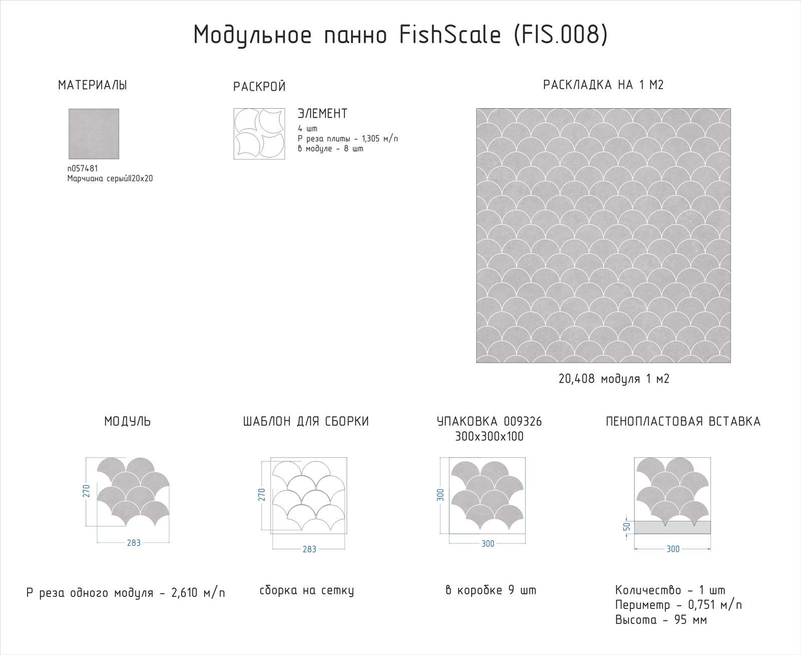 Мозаика Kerama Marazzi Универсал Модульное панно FishScale(n057481ХХ 27x28,3 Серый, фото 4