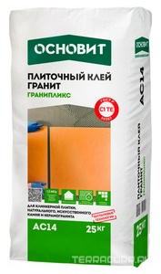 Плиточный клей гранит ОСНОВИТ ГРАНИПЛИКС АС14 (С1ТЕ) , 25 кг. Основит ГРАНИПЛИКС AC14 76052
