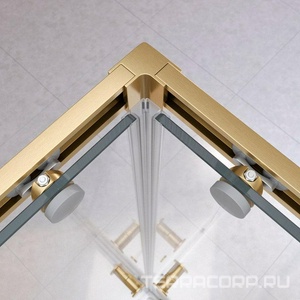 Душевой уголок 800х800хh2000мм, квадратн., 2 сдвижные дверцы с 2-мя неподв. сегм. (стекло прозрачное 8 мм, фурнит. цв.браш.золото), Relax ZZ Cezares relax RELAX-304-A-2-80-C-BORO