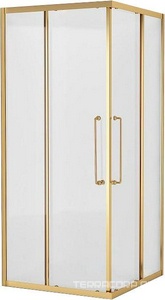 Душевой уголок 800х800хh2000мм, квадратн., 2 сдвижные дверцы с 2-мя неподв. сегм. (стекло прозрачное 8 мм, фурнит. цв.браш.золото), Relax ZZ Cezares relax RELAX-304-A-2-80-C-BORO