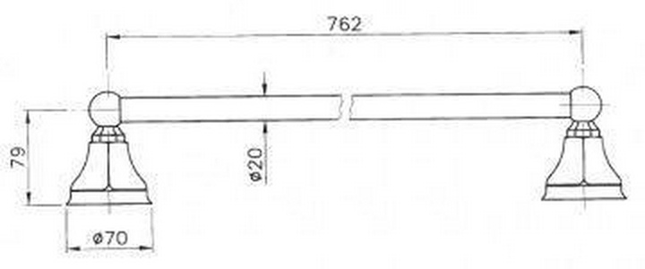 Полотенцедержатель 76см, (цв. хром),  ZZ Nicolazzi Teide 1486 CR 05