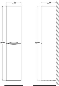 Шкаф подвесной 1600х320х320мм, с двумя распашными дверцами с доводчиками, две полки внутри, универсальная сторонность, (цв.Pino Scania), Acqua ZZ BelBagno ACQUA ACQUA-1600-2A-SC-PS-P