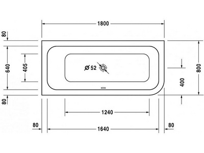 Ванна 1800х800хh460мм, угол слева, встраиваемый вариант, (БЕЗ ножек арт.790100, сифона и креп.анкеров),  ZZ Duravit Happy D 700174 00 0 00 0000