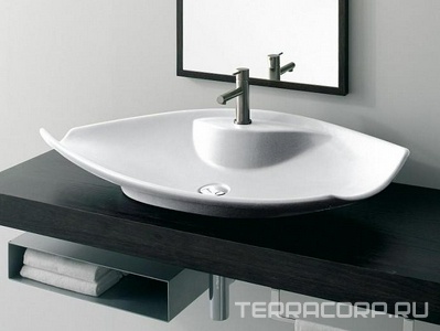 Раковина накладная на столешницу, 90х38хh14см, c 1 отв.д/смесителя, без перелива,  ZZ Scarabeo Kong 8053/R