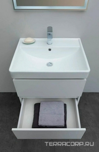 Тумба подвесная  70 см с 2 выдвижных ящиками, без раковины арт.301804, цвет белый Aquanet Вега 308333