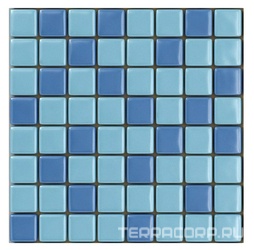 Мозаика 25FL-S-047 (синий 10%+голубой 10%) бассейновая (чип 2.5x2.5) ZZ|31.5x31.5