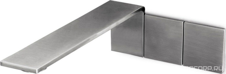 Смеситель для раковины, встраиваемый в стену, 2 ручк., излив 215мм, (цв. тертая сталь), 5mm ZZ