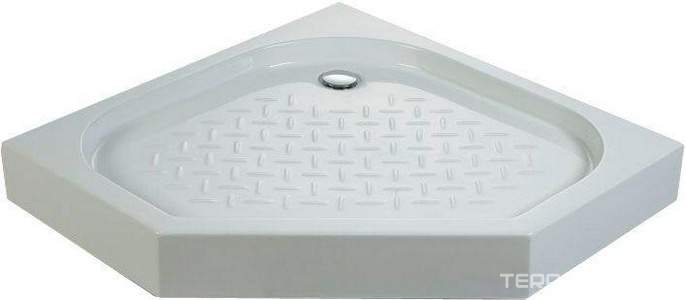 Поддон душевой 900х900h130мм, пятиугольный, отв. слива 90мм, (сифон и ножки в компл.), литой мрамор цв.белый, Cezares ZZ Cezares Универсал TRAY-S-P-90-13-W