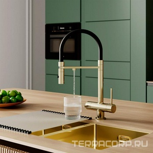 Смеситель для кухни  ACEMGFFi05, гибкий излив, доп фильтр д/питьев.воды, магнитный замок, цв. черный / золото, ZZ Iddis Ace ACEMGFFI05