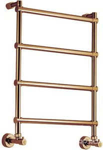 Полотенцесушитель 500/530хh720х125мм, 4 перекладины. подвод воды int.470мм, (цв.бронза), краны, крепёж в компл., (ГВС, 6 bar) Margaroli 442 Margaroli Sole 442-500x713,5-470/4M Old Brass