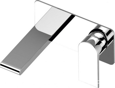 Смеситель для раковины, встраиваемый в стену, излив 165мм, (нерж. сталь, цв.сатин),  ZZ BelBagno Nova NOV-BLVM-IN