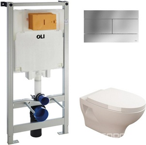 Комплект 4 в 1: унитаз подвесной, сиденье с микролифтом, инсталляция для подв.унитаза, клавиша смыва цв.хром, Sanitana Pop ZZ Sanitana pop art S999661