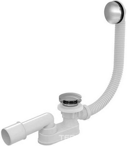 Сифон для ванны ( НЕ ПОДХОДИТ К СТАЛЬНЫМ ВАННАМ ), Click Clack, с верхней прочисткой, металл, цв.хром AlcaPlast Универсал A507CKM