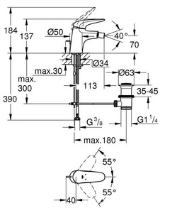 Смеситель Grohe  23720003 для биде, ZZ Grohe Eurostyle 23720003