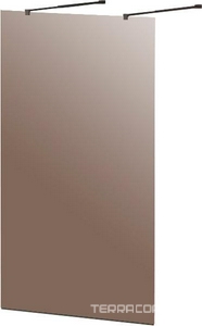 Душевая перегородка 1100хh1950мм, для 2-х стороннего входа, (стекло прозрач.8мм, поперечные кронштейны 750-1050мм, фурнит. цв.черный мат.),  ZZ Cezares Liberta LIBERTA-L-2-110-BR-NERO