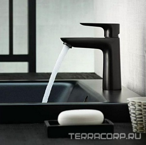 Смеситель для раковины, 110, с д/к, (цв.черный матовый),  Hansgrohe Talis E 71710670