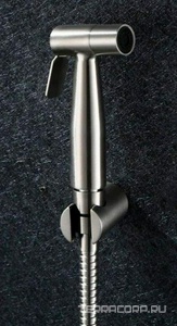 Гигиенический душевой набор; лейка с кнопкой, шланг, кронштейн, (нерж. сталь, цв.сатин),  ZZ BelBagno Nova BB-IFS1-IN