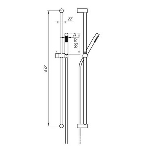 Душевой гарнитур, стойка h700мм, лейка д/д ручн.карбон, шланг, (цв.хром),  ZZ Paini Ancona ANCR121L7