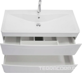 База под раковину подвесная с двумя выкатными ящиками, 1000x455x525мм, без раковины, (цв.Bianco Lucido), Acqua ZZ BelBagno ACQUA ACQUA-1000-2C-SO-BL