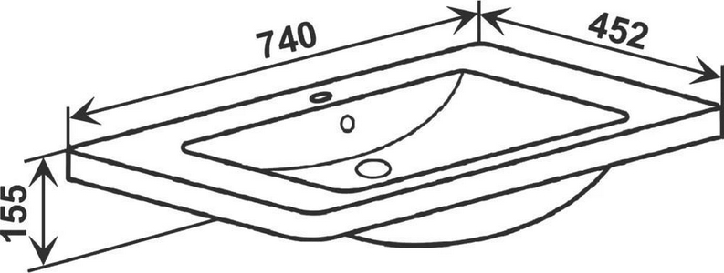 Раковина накладная Runo Omega 75, для мебели , цв. белый, искусственный камень, ZZ Runo Парма р. Runo Omega 75 / к.т. 334159